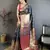 Navy blue floral, zari work kanjivaram katan silk saree with blouse