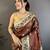 Brown floral, zari woven soft silk saree with blouse