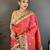 Coral pink floral, zari woven soft silk saree with blouse
