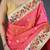 Coral pink floral, zari woven soft silk saree with blouse