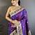 Purple floral, zari woven soft silk saree with blouse