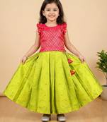 Light green & pink combo baby girls silk lehenga choli | traditional party perfect & festive dress