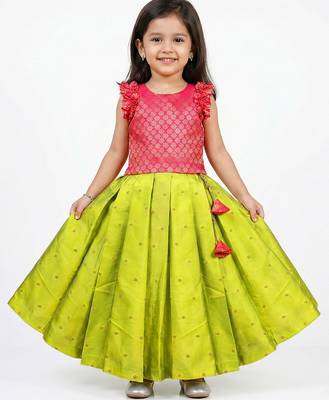Light green & pink combo baby girls silk lehenga choli | traditional party perfect & festive dress 3