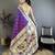 Purple floral, zari woven soft silk saree with blouse