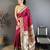 Rani pink floral, zari woven soft silk saree with blouse