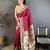 Rani pink floral, zari woven soft silk saree with blouse