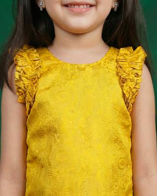 Maroon & yellow combo baby girls silk lehenga choli | traditional party perfect & festive dress 2