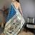 Teal blue floral, zari woven soft silk saree with blouse