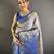 Blue floral, peacock zari woven kanjivaram tissue silk saree with blouse