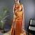 Orange floral, peacock zari woven kanjivaram tissue silk saree with blouse
