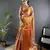 Orange floral, peacock zari woven kanjivaram tissue silk saree with blouse