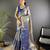 Blue floral, peacock zari woven kanjivaram tissue silk saree with blouse