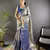 Blue floral, peacock zari woven kanjivaram tissue silk saree with blouse