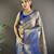 Blue floral, peacock zari woven kanjivaram tissue silk saree with blouse