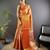 Orange floral, peacock zari woven kanjivaram tissue silk saree with blouse