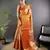 Orange floral, peacock zari woven kanjivaram tissue silk saree with blouse