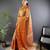 Orange floral, peacock zari woven kanjivaram tissue silk saree with blouse