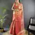 Pink floral, peacock zari woven kanjivaram tissue silk saree with blouse