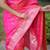 Pink floral, zari work banarasi silk saree with blouse