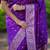 Purple floral, zari work banarasi silk saree with blouse