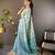 Teal blue floral, zari woven kanjivaram tissue silk saree with blouse