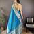 Blue checkered, floral, zari woven pure naylon viscose saree with blouse