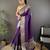 Purple checkered, floral, zari woven pure naylon viscose saree with blouse