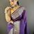 Purple checkered, floral, zari woven pure naylon viscose saree with blouse