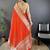 Red checkered, floral, zari woven pure naylon viscose saree with blouse
