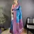 Blue floral, paisely, zari woven banarasi silk saree with blouse