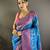 Blue floral, paisely, zari woven banarasi silk saree with blouse