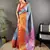 Blue floral, zari woven kanjivaram tissue silk saree with blouse