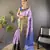 Lavender, navy blue floral, zari woven kanjivaram tissue silk saree with blouse