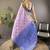 Lavender, navy blue floral, zari woven kanjivaram tissue silk saree with blouse