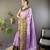 Lavender, purple floral, zari woven kanjivaram tissue silk saree with blouse