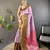 Pink, maroon floral, zari woven kanjivaram tissue silk saree with blouse