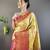 Yellow, pink floral, zari woven kanjivaram tissue silk saree with blouse