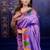 Lavender temple border, zari work soft silk saree with blouse