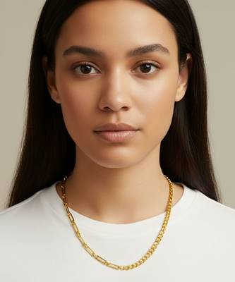 Half Chain Link Necklace | 18K Gold Plated Anti-Tarnish Statement Necklace 5