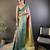 Peach, teal blue floral, zari woven kanjivaram tissue silk saree with blouse