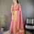 Light pink floral, zari woven banarasi silk saree with blouse