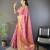 Light pink floral, zari woven banarasi silk saree with blouse