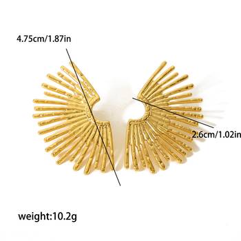 Retro Sun Rhinestone Earrings | White Stone Gold Plated Anti-Tarnish Statement Studs 3