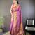 Purple floral, zari woven banarasi silk saree with blouse