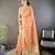 Orange striped, zari woven cotton saree with blouse