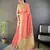 Peach striped, zari woven cotton saree with blouse