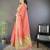 Peach striped, zari woven cotton saree with blouse