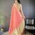 Peach striped, zari woven cotton saree with blouse