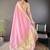 Pink striped, zari woven cotton saree with blouse