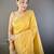 Yellow striped, zari woven cotton saree with blouse